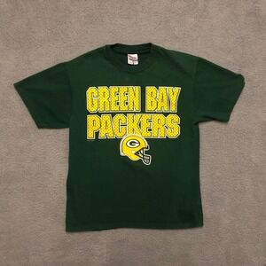 Vintage Green Bay Packers T Shirt Green Mens Large NFL Football Cheesehead